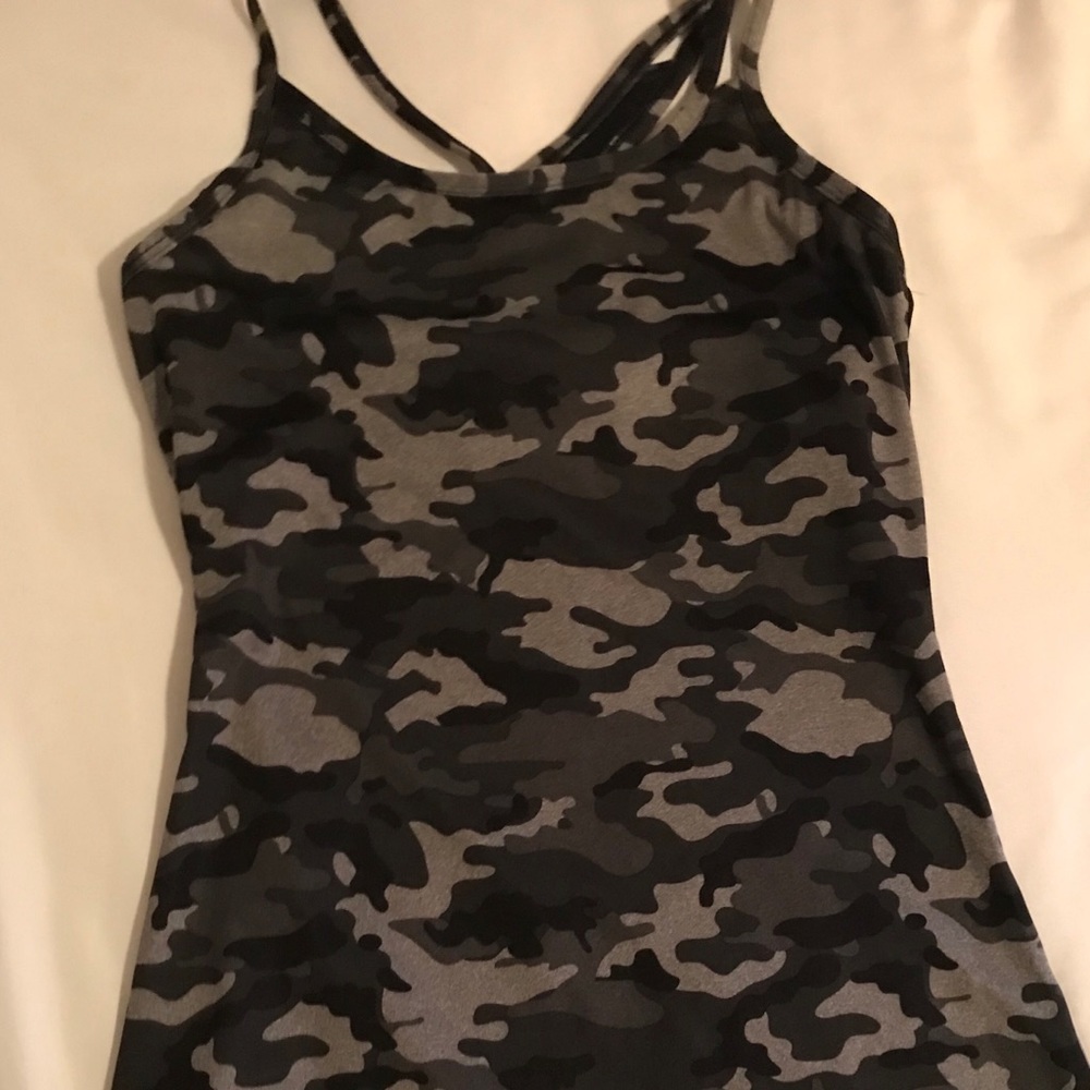 Camouflage tank top with built in sports bra
